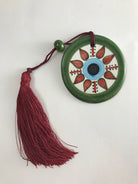 GreenMaroon Star Round Eye Charm